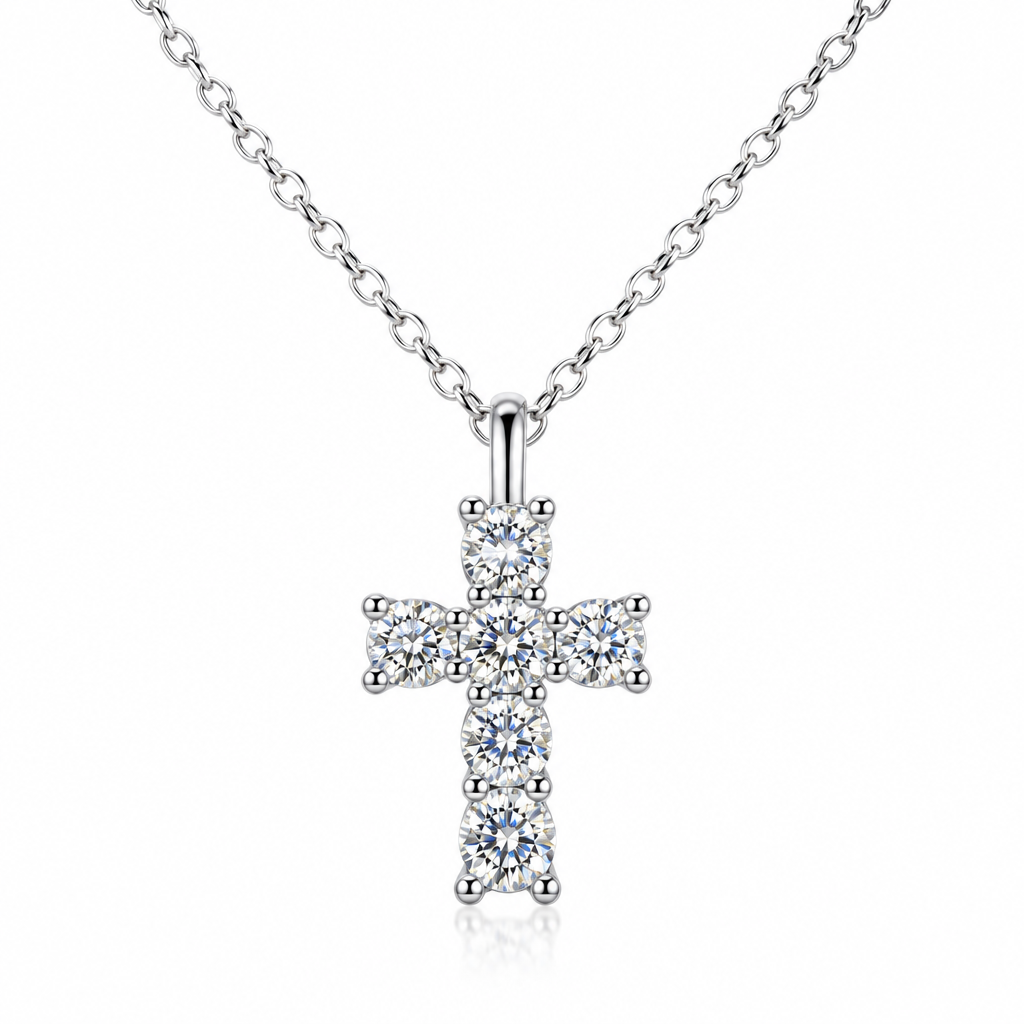 Moissanite cross in 925 Sterling Silver