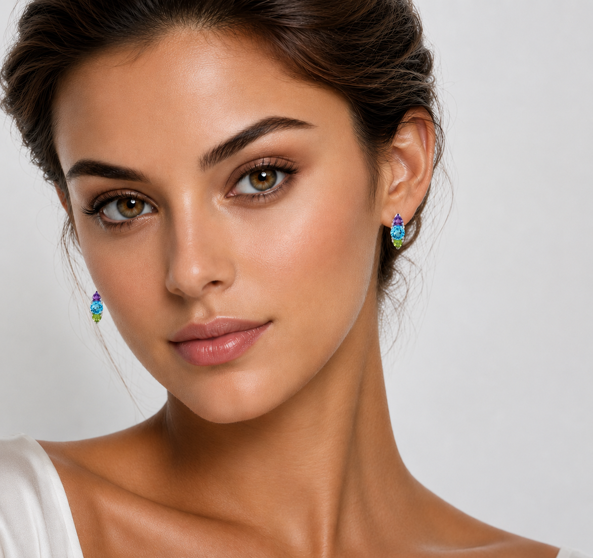 Natural Gemstone Drop Earrings