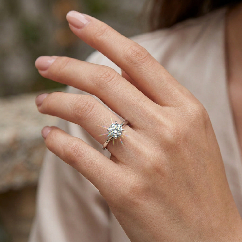 1ct Total Weight Moissanite Ring in 925 Sterling Silver