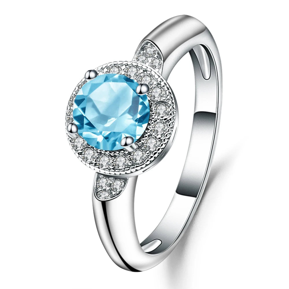 1.05Ct Round Natural Red Garnet Gemstone Ring.