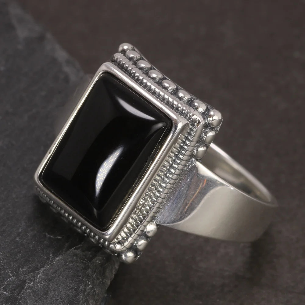S925 Black Onyx Natural Stone