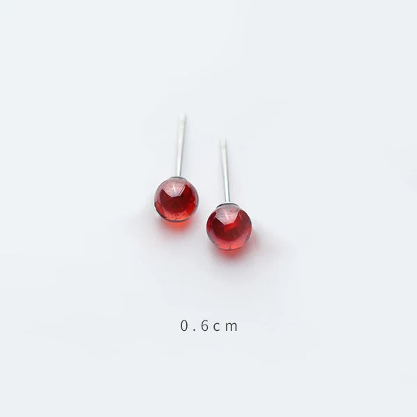 HAT-HOR | Red Opal Stud Earrings for Women Girls 925 Sterling Silver Earing Luxury Fine Rhinestone Silver Jewelry