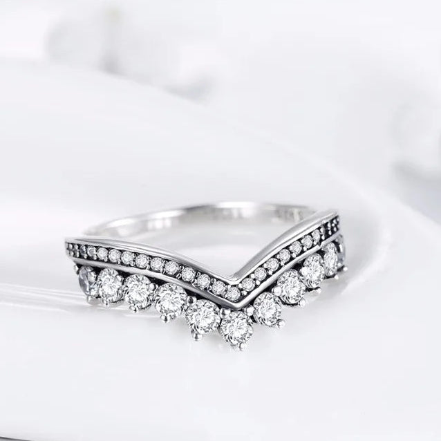 Crown Finger Ring Classic Stackable Silver Jewelry.