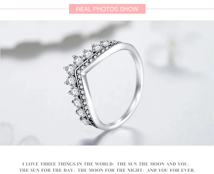 Crown Finger Ring Classic Stackable Silver Jewelry.