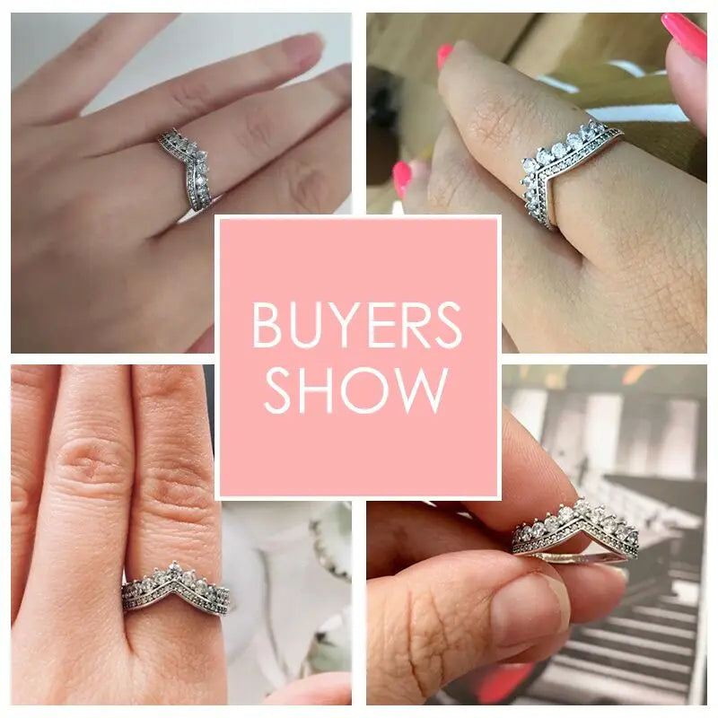 Crown Finger Ring Classic Stackable Silver Jewelry.