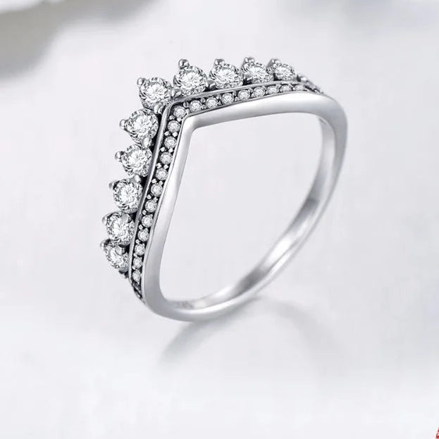 Crown Finger Ring Classic Stackable Silver Jewelry.