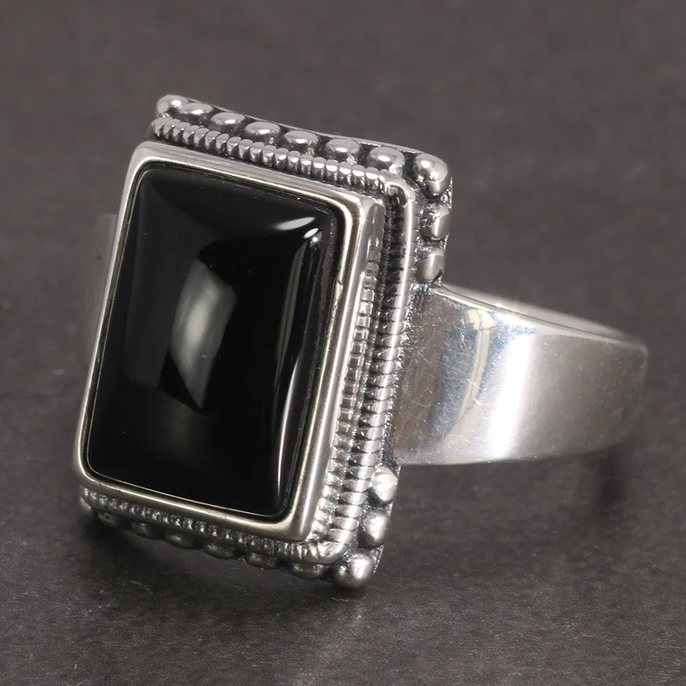 S925 Black Onyx Natural Stone