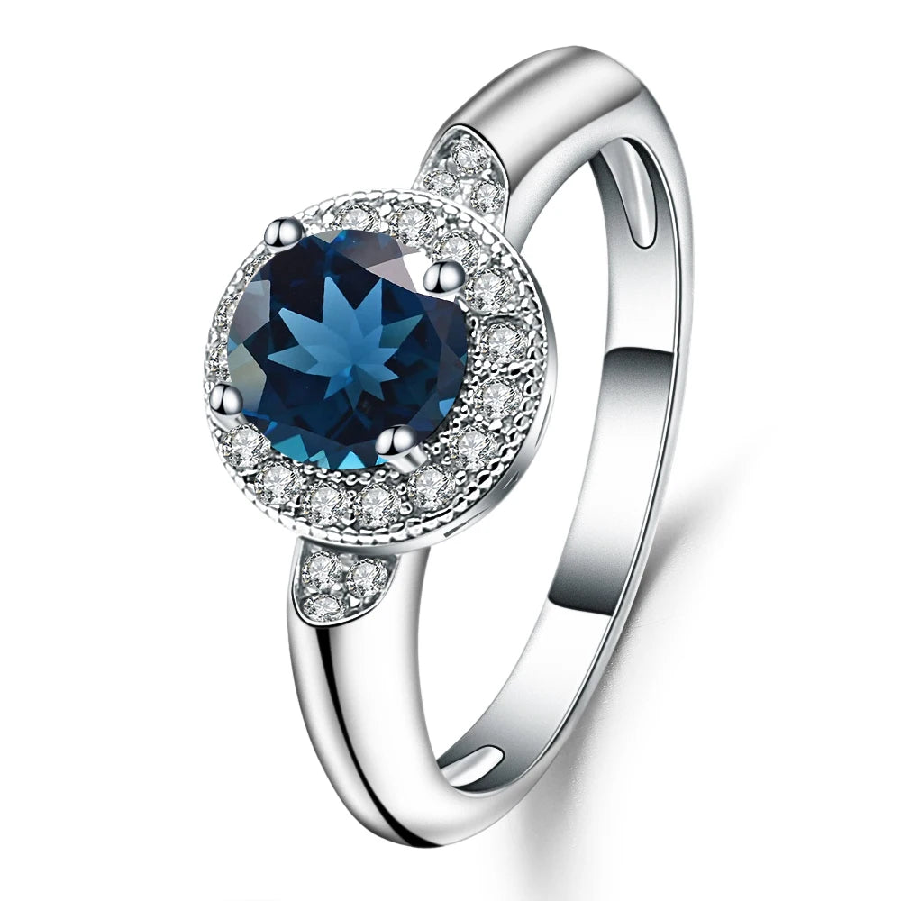 1.05Ct Round Natural Red Garnet Gemstone Ring.