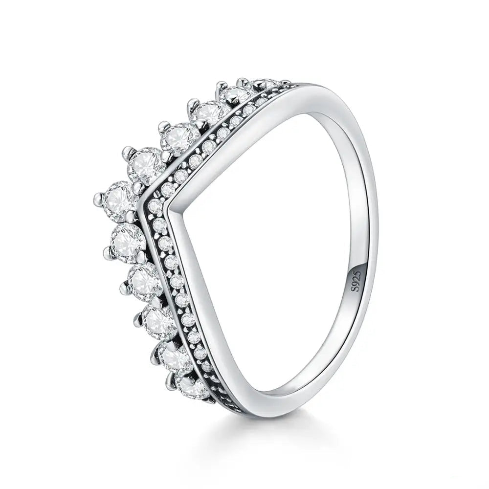 Crown Finger Ring Classic Stackable Silver Jewelry.