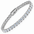 A silver sterling 925 tennis bracelet with round-cut moissanite stones.