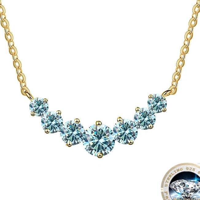 All D VVS1 Moissanite Necklace For Women GRA Certified 18k Yellow Gold Plated 925 Sterling Sliver Wedding Fine Jewely