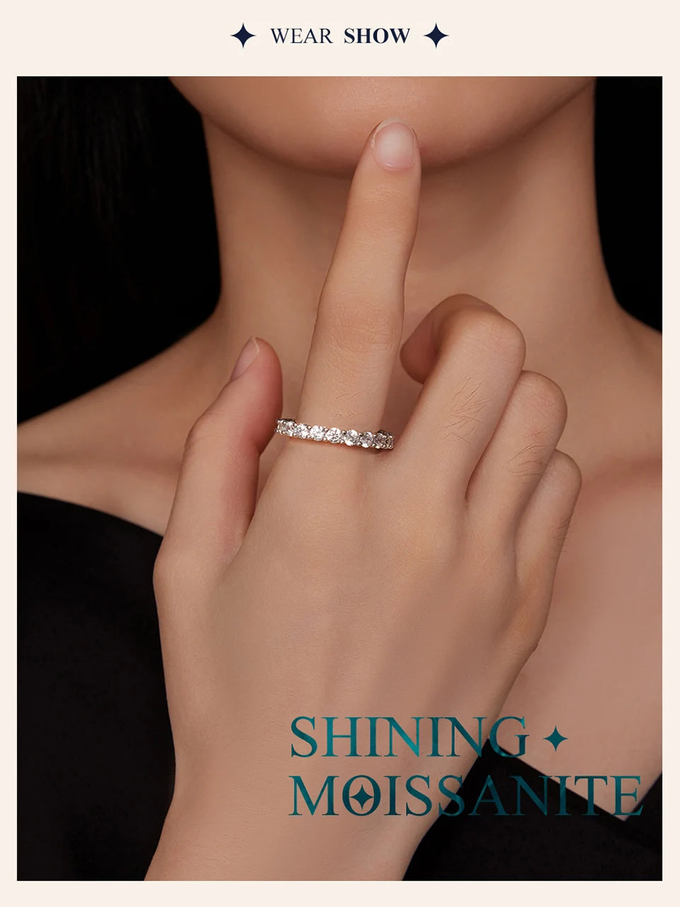 Moissanite Ring platinum plated on starling silver S925