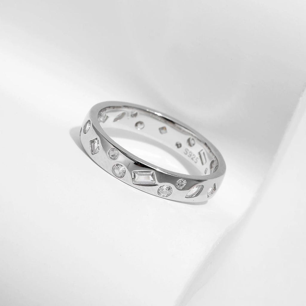Geometric Dazzling CZ Ring.