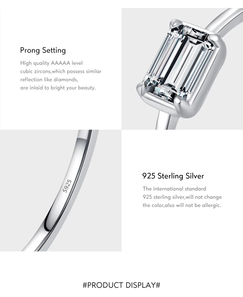 Emerald Cut Rectangle CZ Ring.