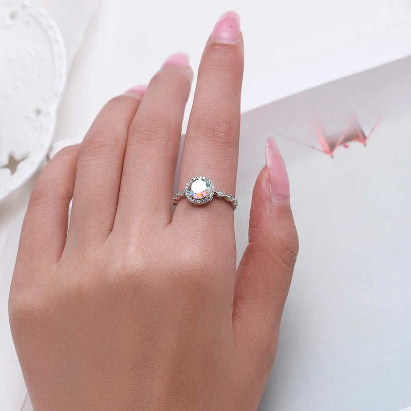 Color Geometric Heart Cubic Zirconia Cocktail Rings.