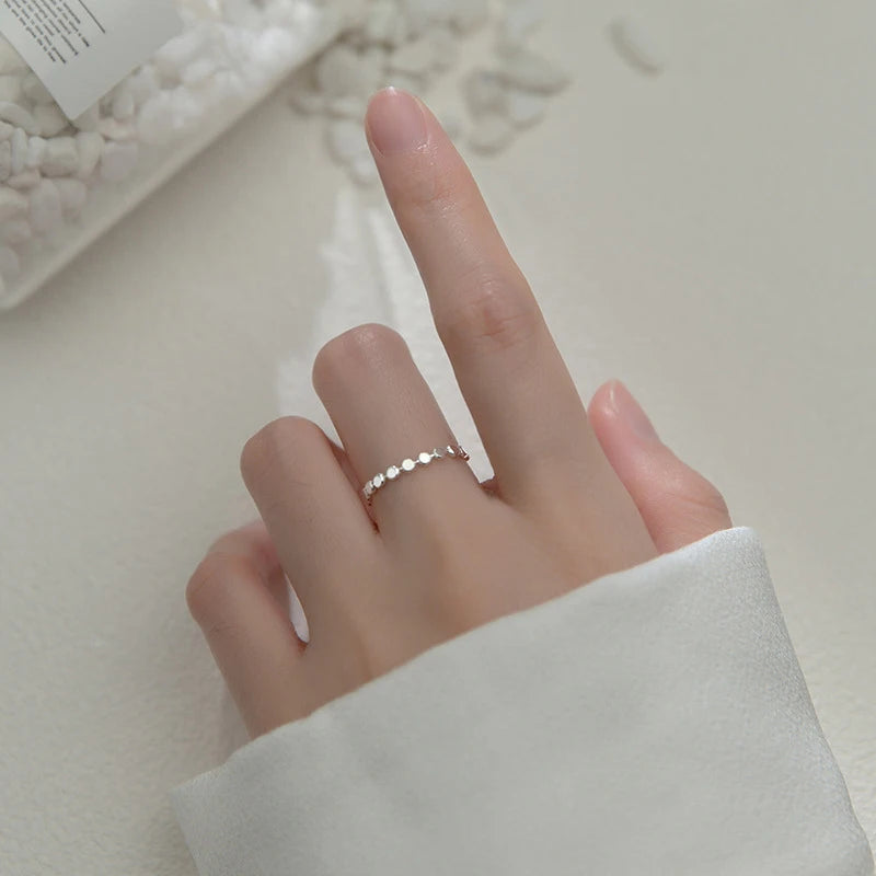 HAT-HOR | Simple Free Size Chain Cute Ring 100% 925 Sterling Silver Elegant Fashion Finger Rings For Women Girls Jewelry Gifts