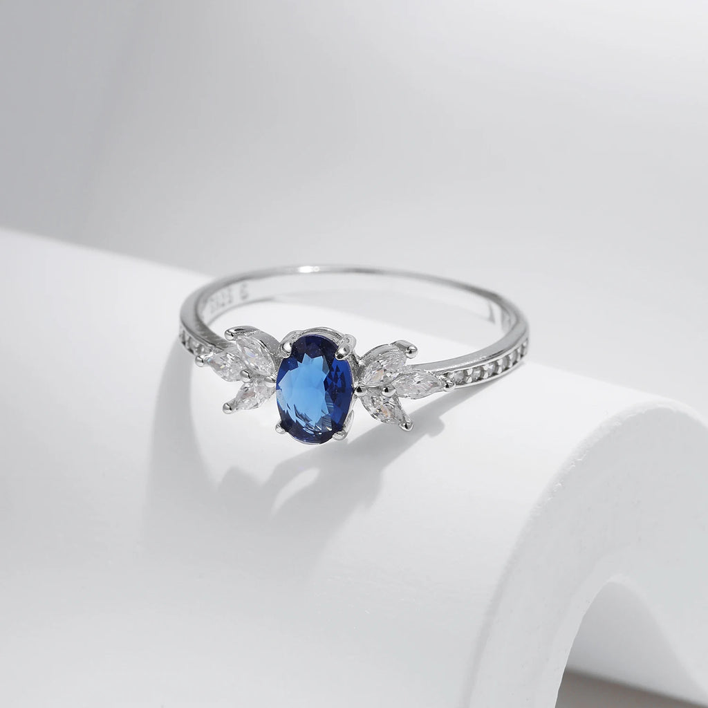 Classic Oval Royal Blue Cubic Zirconia Ring