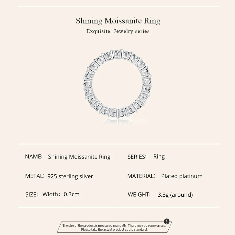 Moissanite Ring platinum plated on starling silver S925