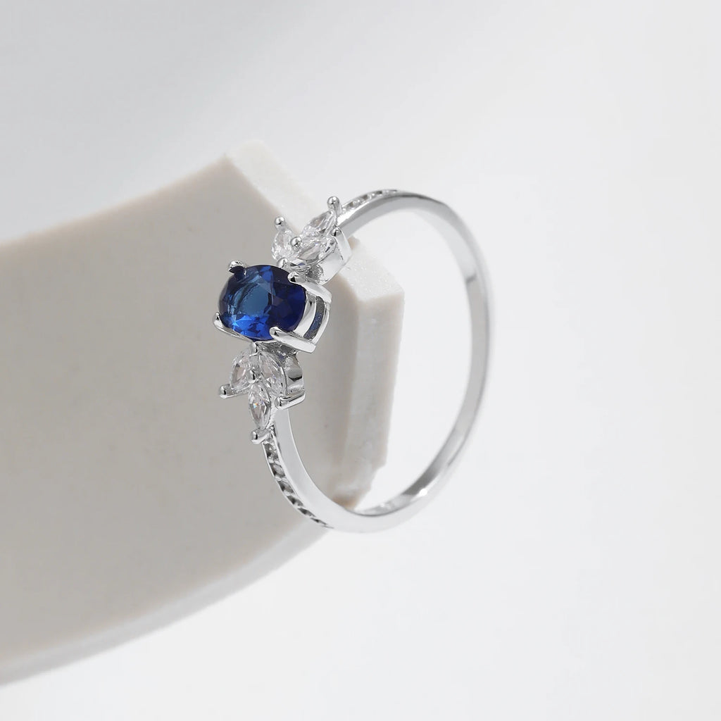 Classic Oval Royal Blue Cubic Zirconia Ring