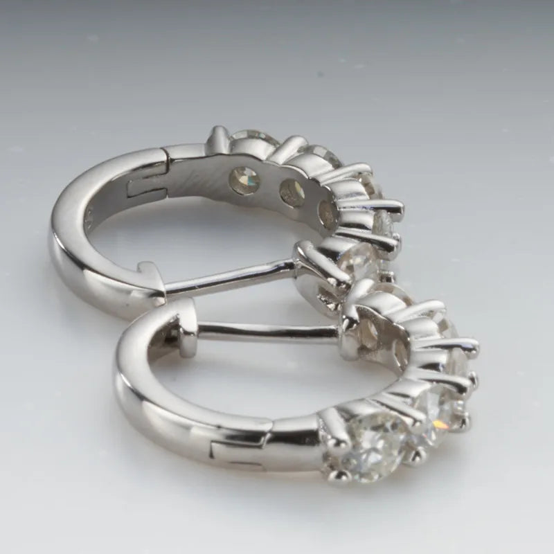 Moissanite  Ear Studs 1CT/2CT Round Cut Ear-Hooks