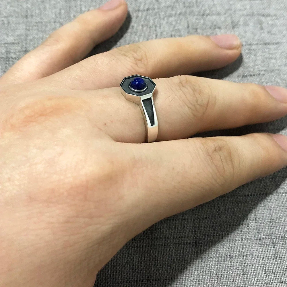 Lapis Lazuli Stone Hexagon Shaped Elegant Jewelry Ring