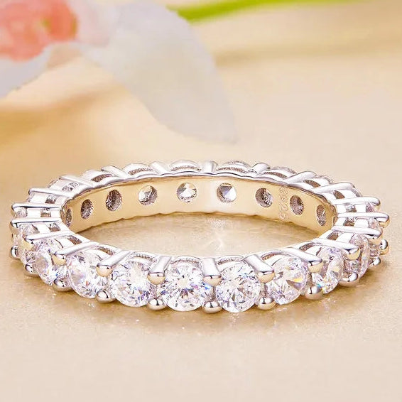 Moissanite Ring platinum plated on starling silver S925