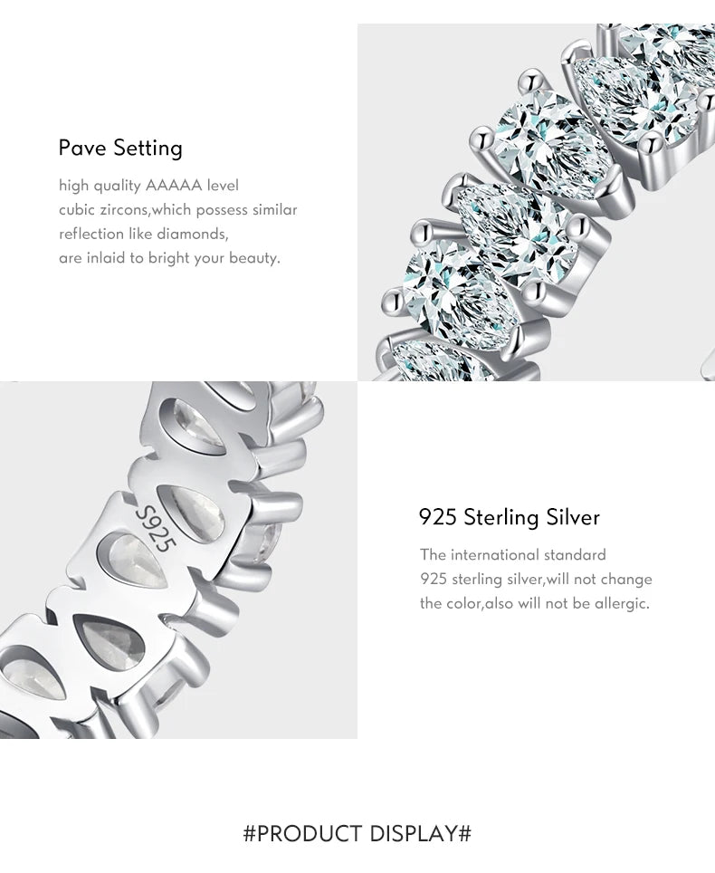 Water Drop Clear Zircon Sparkling Prong Setting Ring.