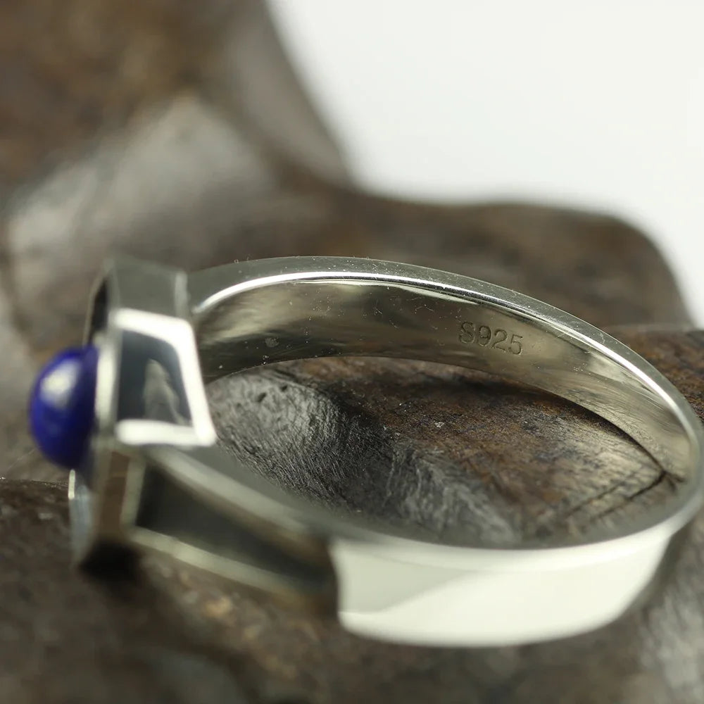 Lapis Lazuli Stone Hexagon Shaped Elegant Jewelry Ring