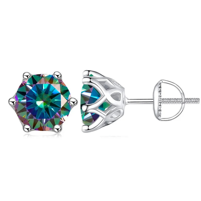 0.5-2CT Colorful Moissanite Screws Back Earrings.