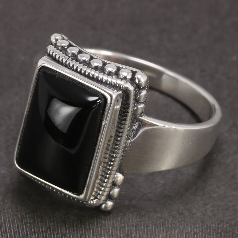 S925 Black Onyx Natural Stone