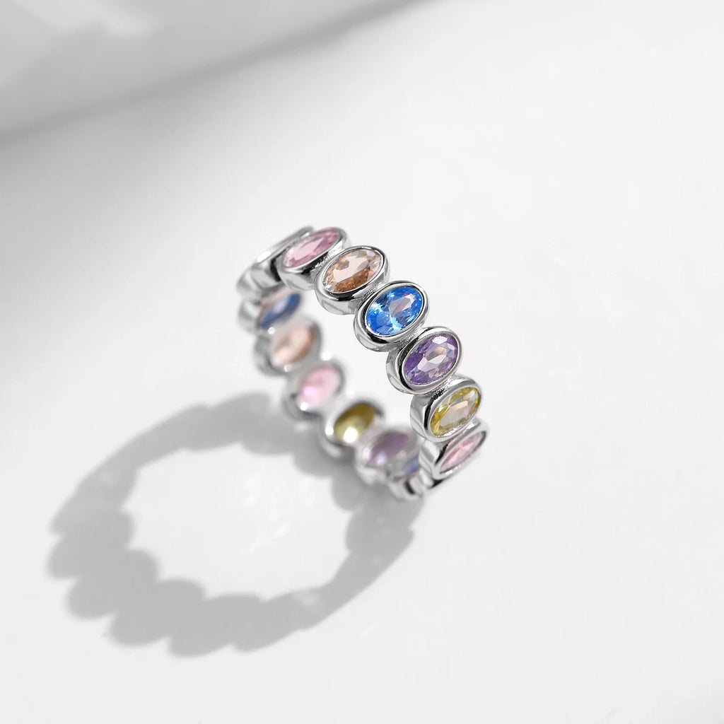 Rainbow Color Cubic Zirconia Rings .