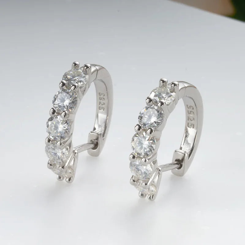 Moissanite  Ear Studs 1CT/2CT Round Cut Ear-Hooks