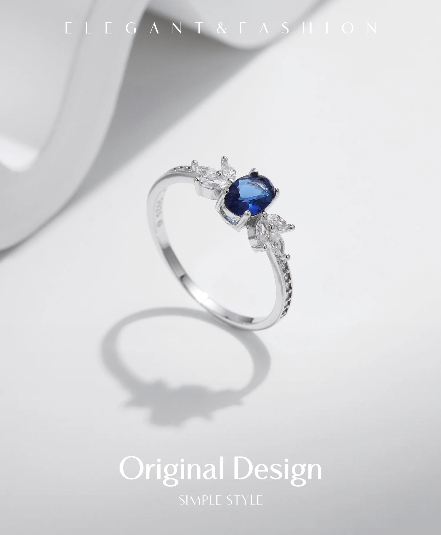 Classic Oval Royal Blue Cubic Zirconia Ring