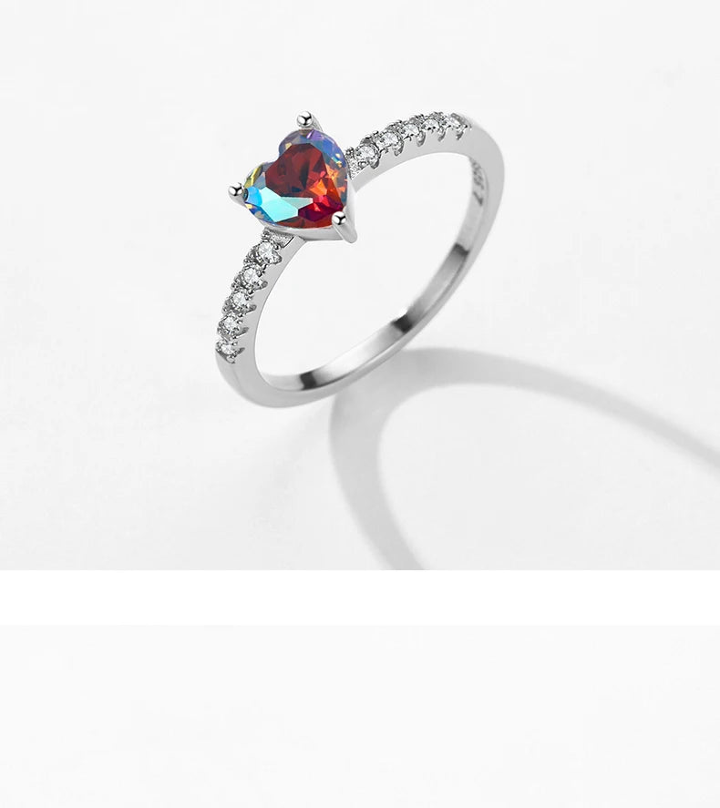 Color Geometric Heart Cubic Zirconia Cocktail Rings.