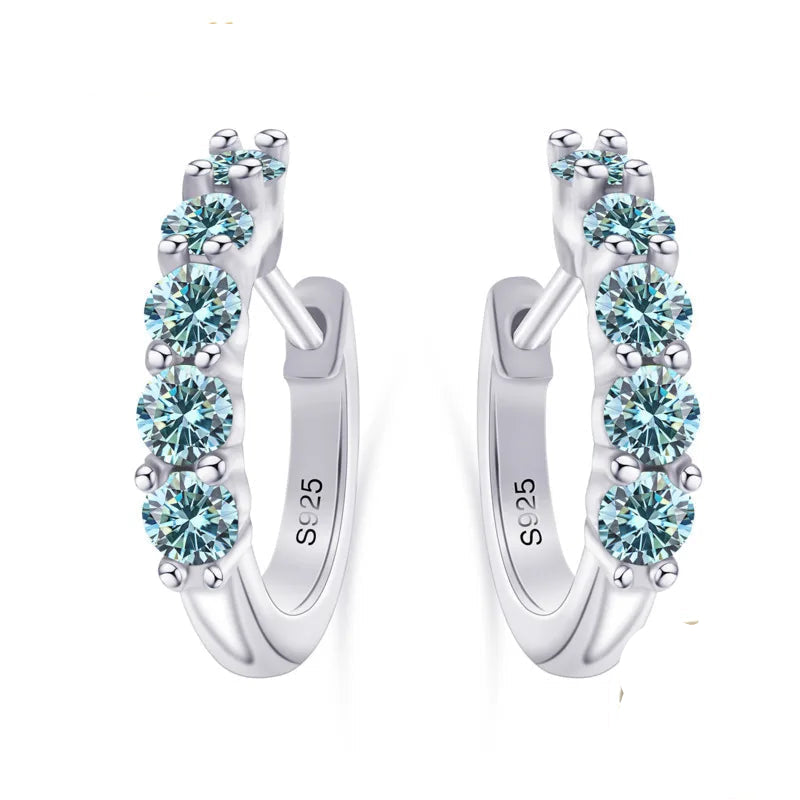 Moissanite  Ear Studs 1CT/2CT Round Cut Ear-Hooks