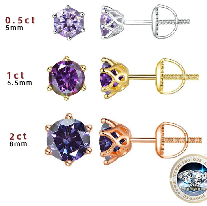 0.5-2CT Colorful Moissanite Screws Back Earrings.