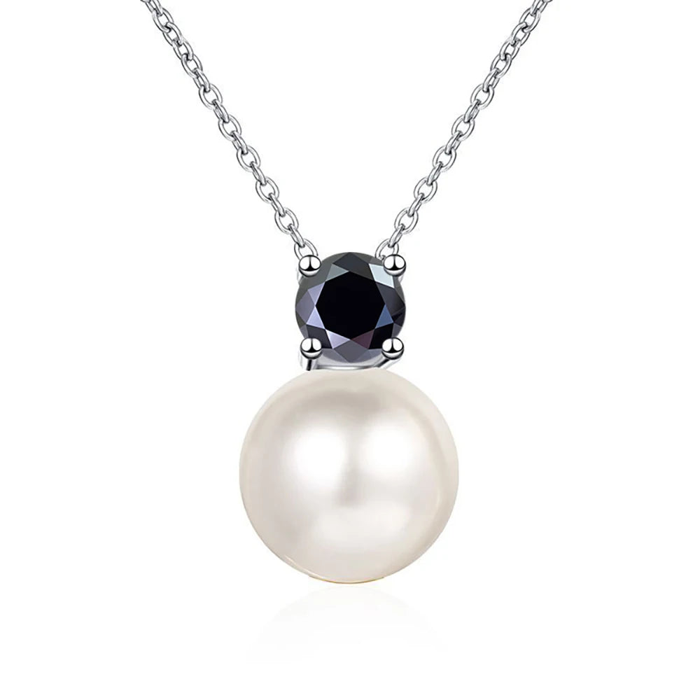 0.3ct D-color Moissanite Necklace 8mm Pearl Pendant