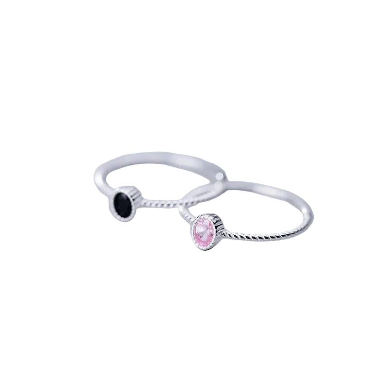 Black and Pink Crystal Ring