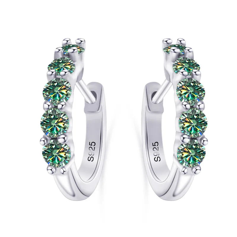 Moissanite  Ear Studs 1CT/2CT Round Cut Ear-Hooks