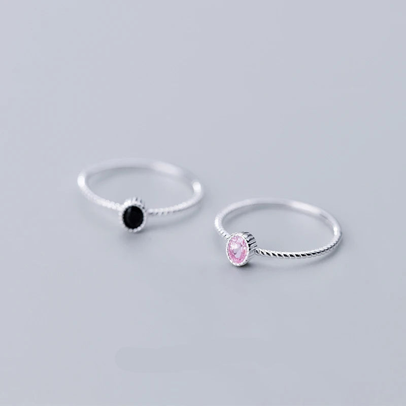 Black and Pink Crystal Ring