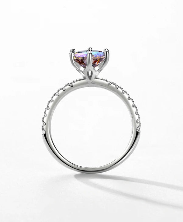 Color Geometric Heart Cubic Zirconia Cocktail Rings.