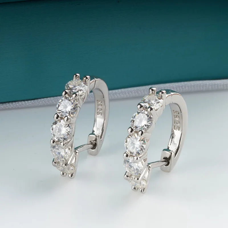 Moissanite  Ear Studs 1CT/2CT Round Cut Ear-Hooks