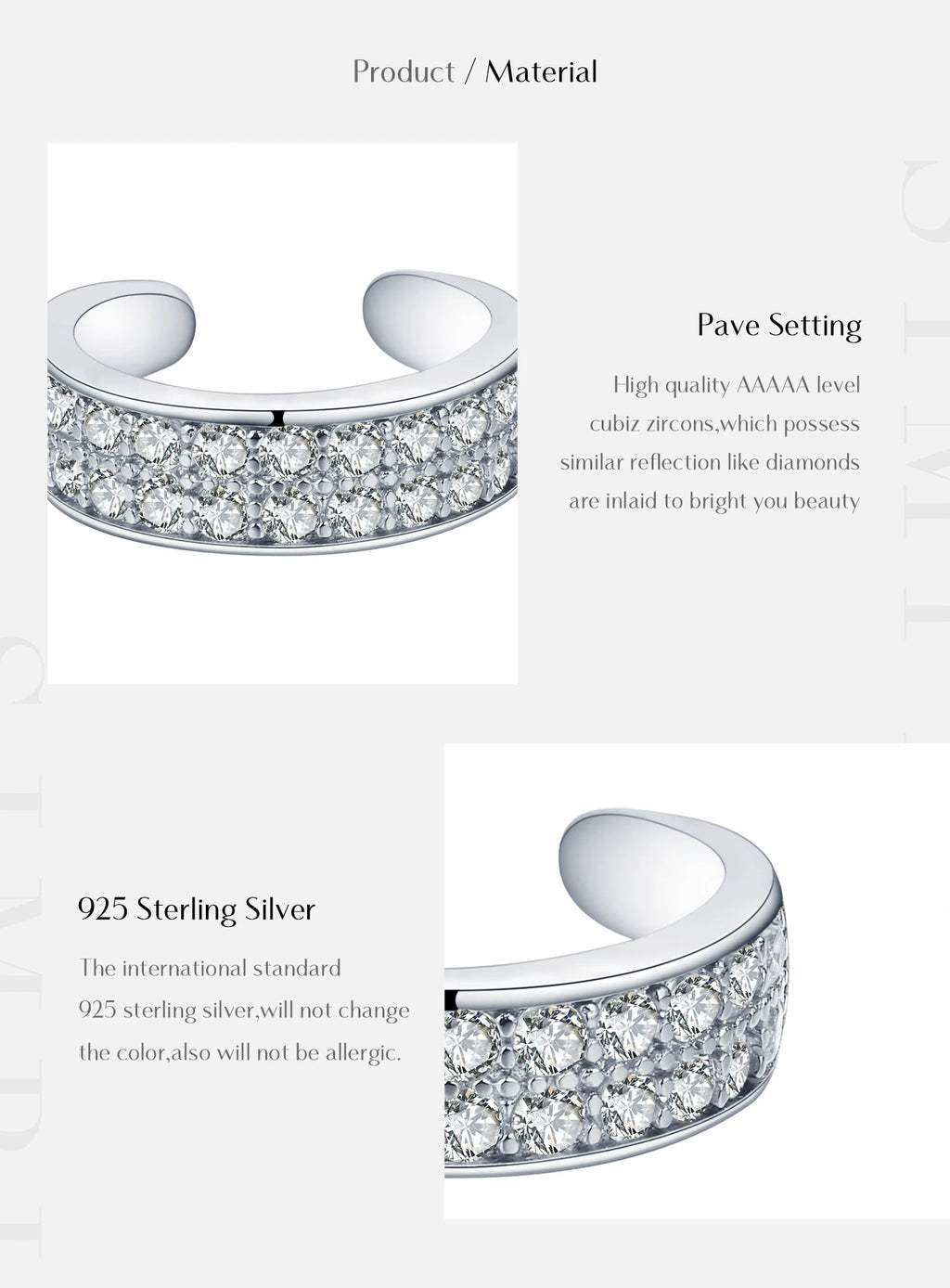 Punk Cuff Earrings Sparkling Clear CZ