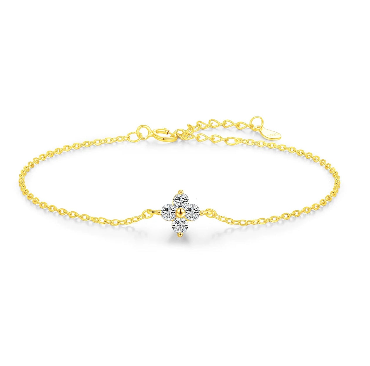 Beautiful Stackable Four Leaf Clover CZ Bracelet.