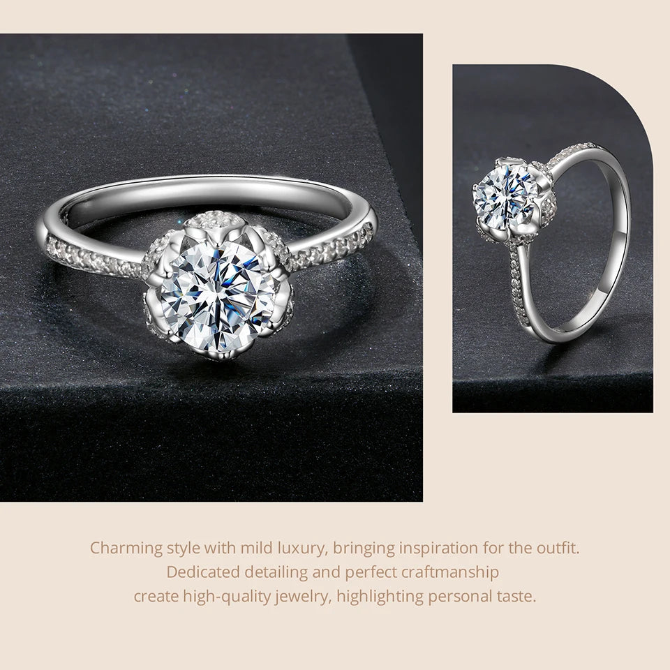 1CT Moissanite Flower Bud Ring.