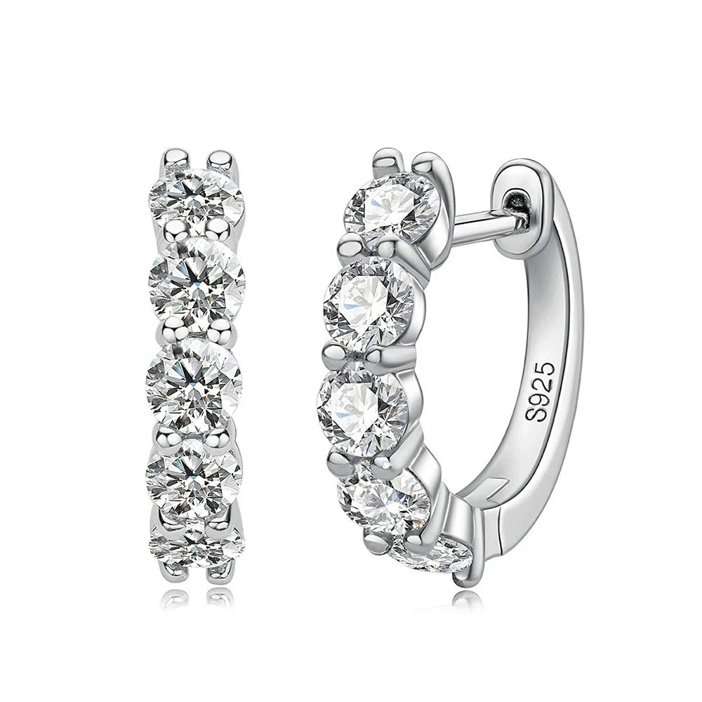 Moissanite  Ear Studs 1CT/2CT Round Cut Ear-Hooks