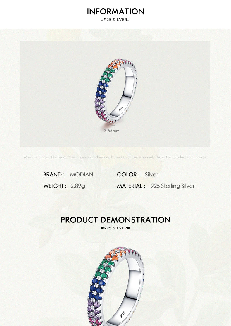 Bright Multi-color Cubic Zirconia Fashion Eternity Rings.