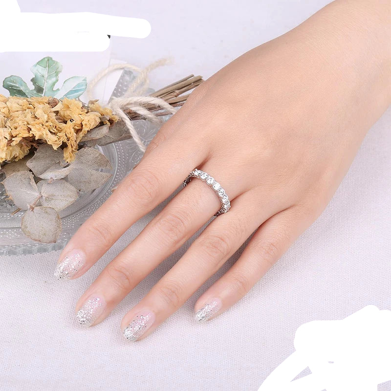 Moissanite Ring platinum plated on starling silver S925