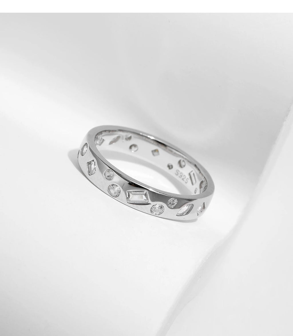 Geometric Dazzling CZ Ring.