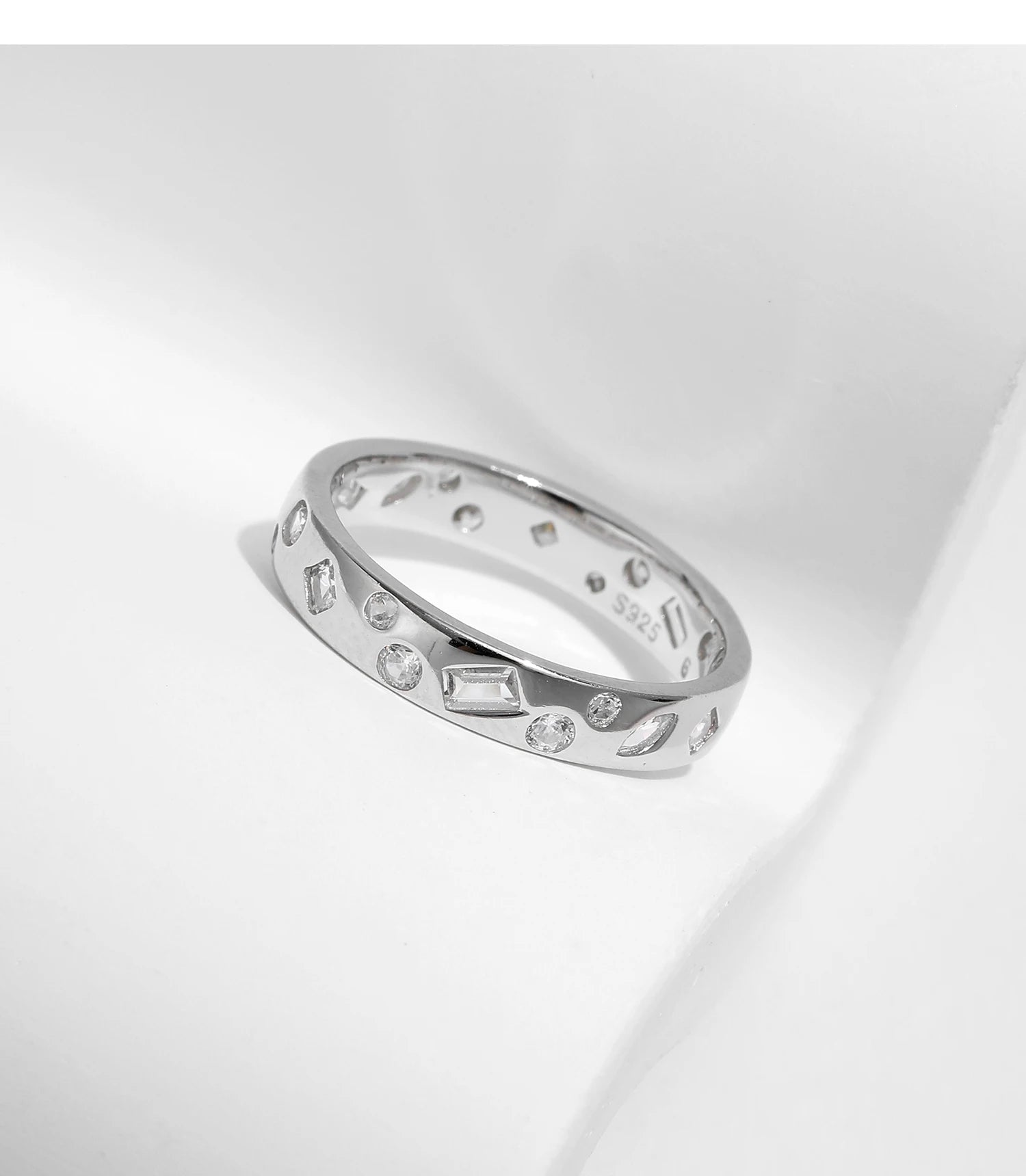Geometric Dazzling CZ Ring.